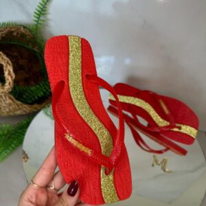 HAVAIANAS VOLGA VERMELHO E DOURADO