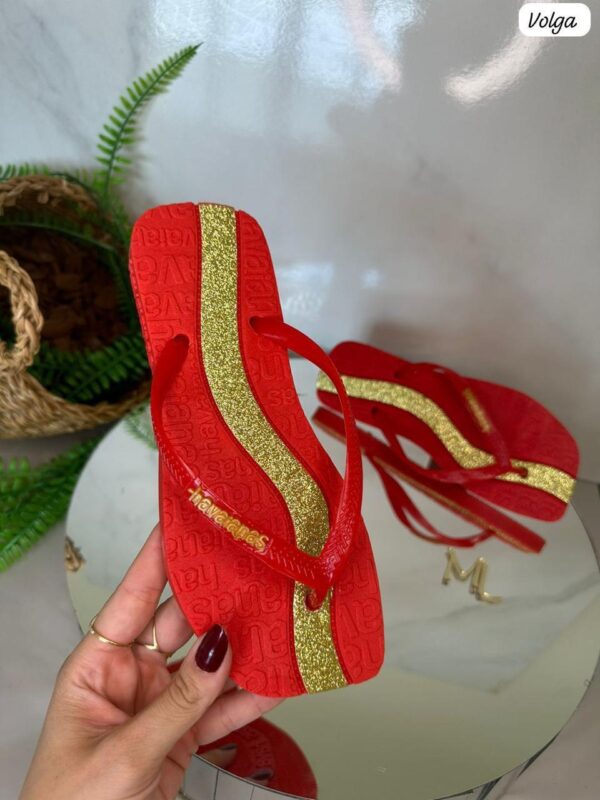 HAVAIANAS VOLGA VERMELHO E DOURADO